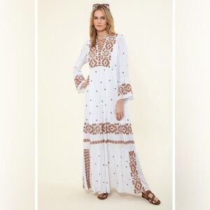 NWT Hale Bob Marja Embroidered Maxi Dress